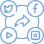 Social-Media-Symbole werden auf blauem Hintergrund angezeigt.