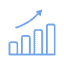 Ein blaues Balkendiagramm-Symbol, das Analysen für das Immobilienmarketing zeigt.