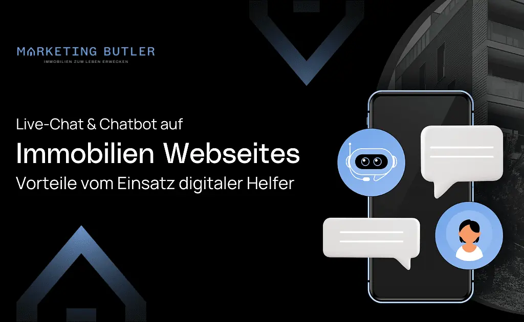 Ein Bild eines Telefons mit einem Chatbot für Immobilien-Websites.