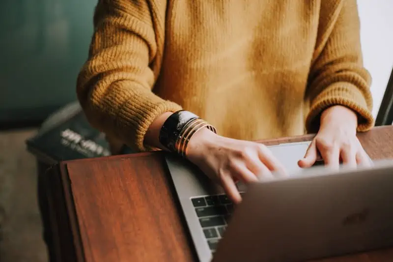 Woman working on laptop