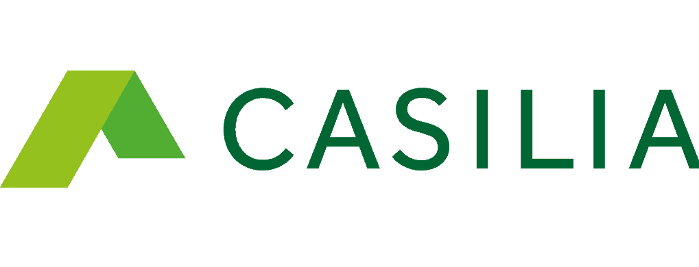 Ein grünes Casalia-Logo auf einer Immobilien-Webseite.